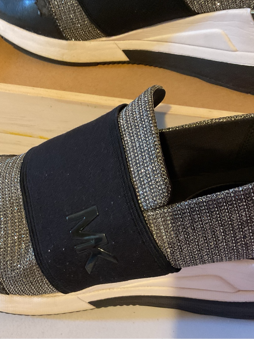 Michael Kors Embellished Black Slip-On Platform Sneakers Size 10 M - Picture 5 of 7